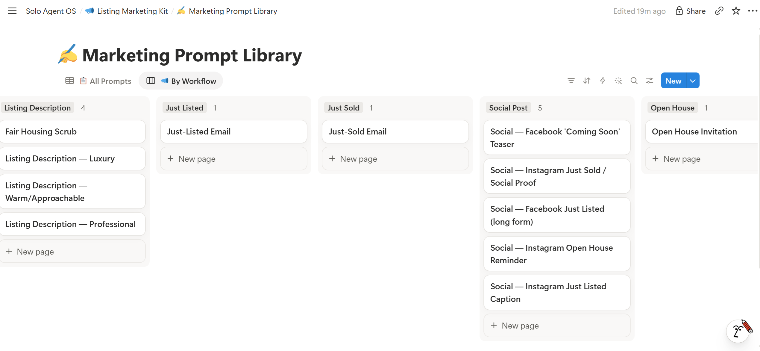 Marketing prompt library — twelve prompts across the full listing cycle